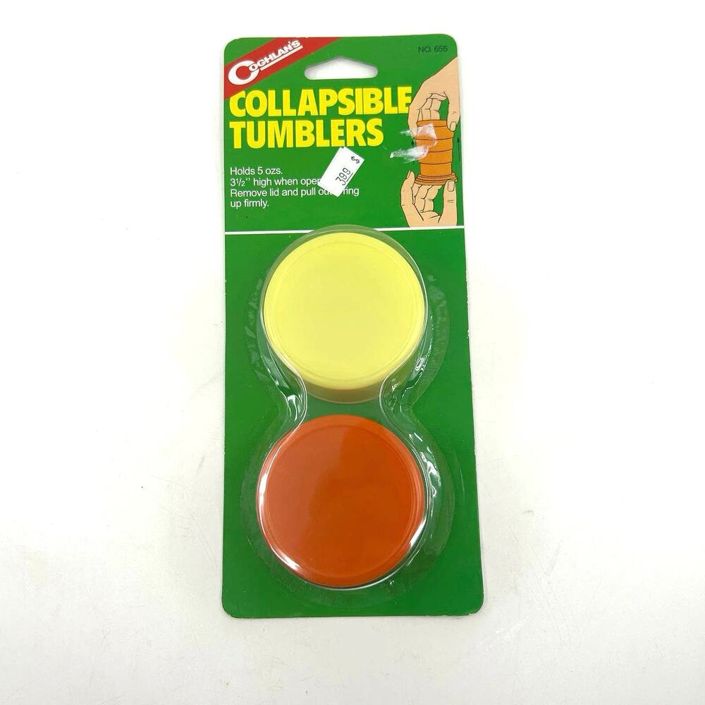 VTG Red Coghlan's Collapsible Tumblers, Set of 2 No. 655 Holds 5oz Yellow/Orange